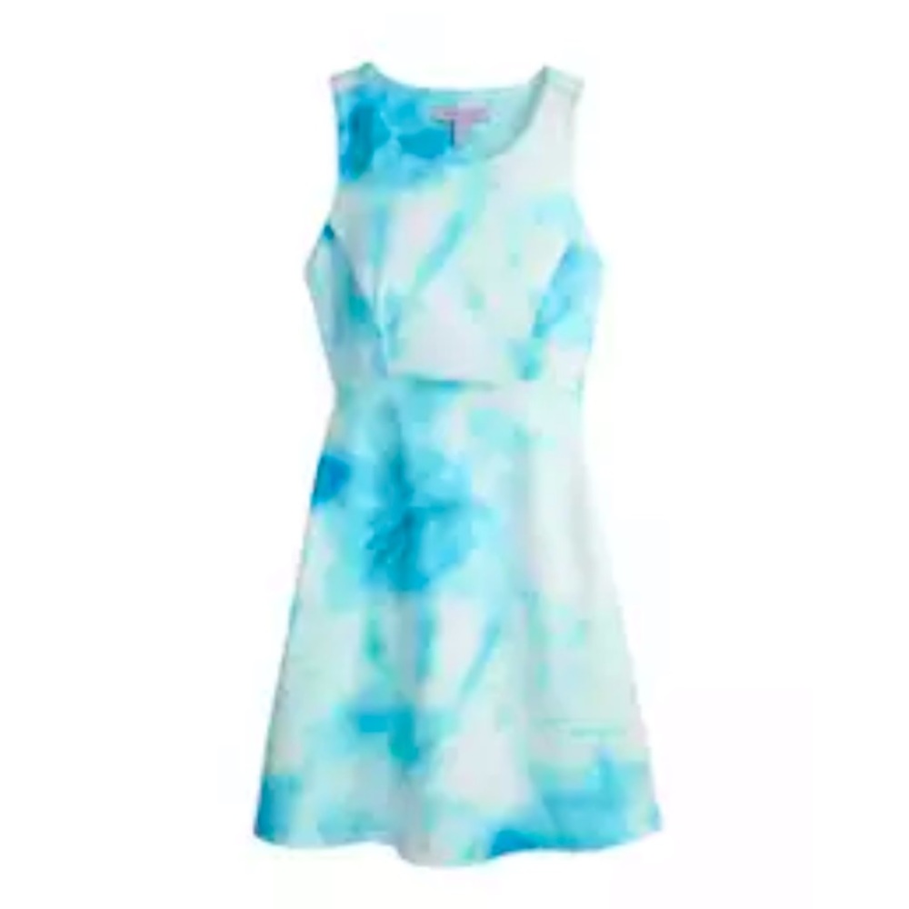 NWT Girls Allover Print Tank Dress Blue Aqua Tie-dye Size XL